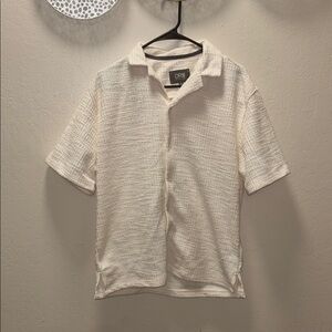 Cream Textured Short Sleeve Shirt